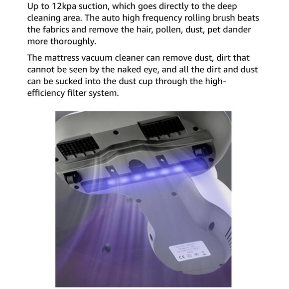 NEW Hersven Mattress Vacuum Cleaner, UV HANDHELD Bed Vacuum Cleaner - Picture 13 of 15